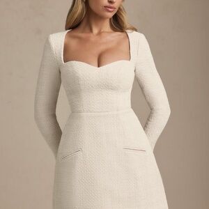 Oh Polly Sweetheart-Neck Structured Mini Dress in Ivory 12